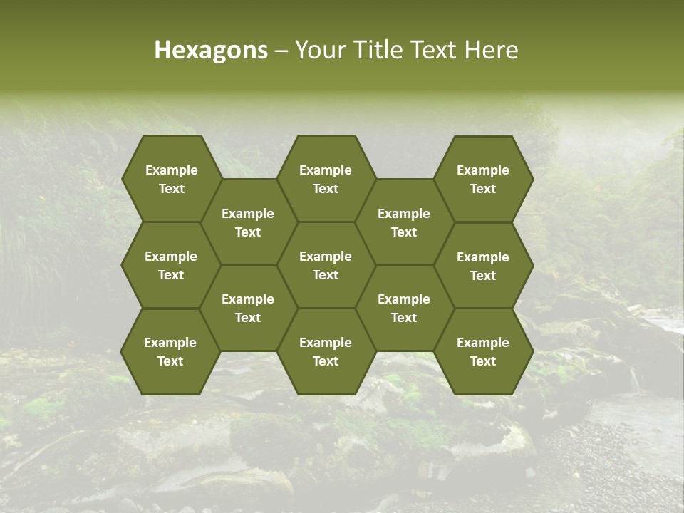 A Stream Of Water Surrounded By Trees And Rocks PowerPoint Template