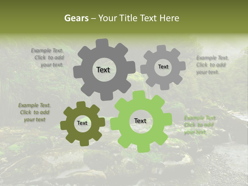 A Stream Of Water Surrounded By Trees And Rocks PowerPoint Template