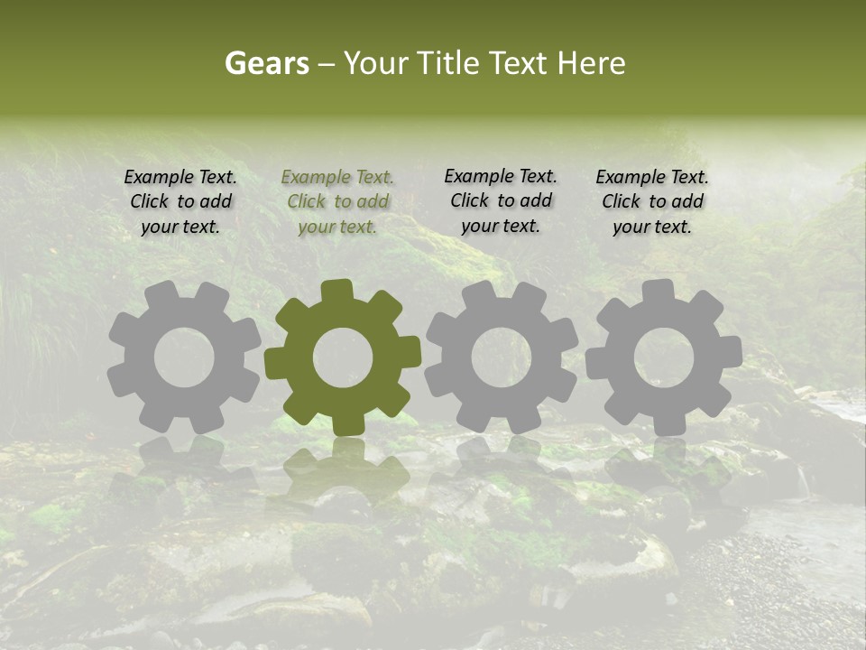 A Stream Of Water Surrounded By Trees And Rocks PowerPoint Template