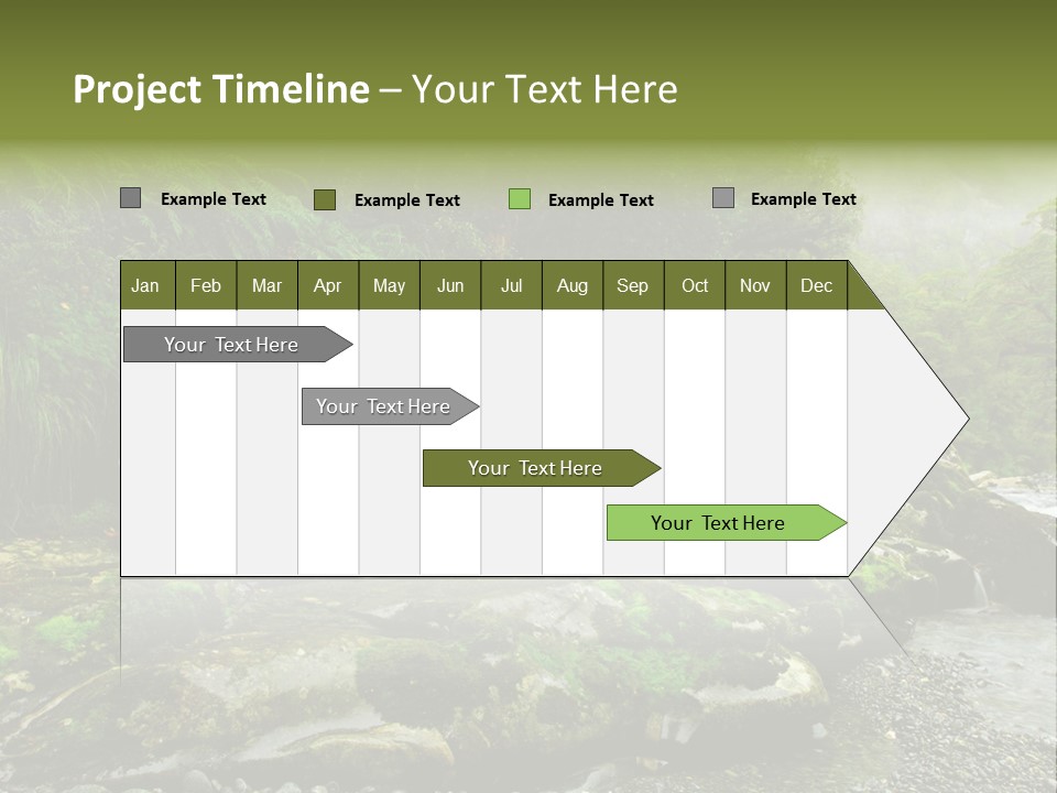 A Stream Of Water Surrounded By Trees And Rocks PowerPoint Template