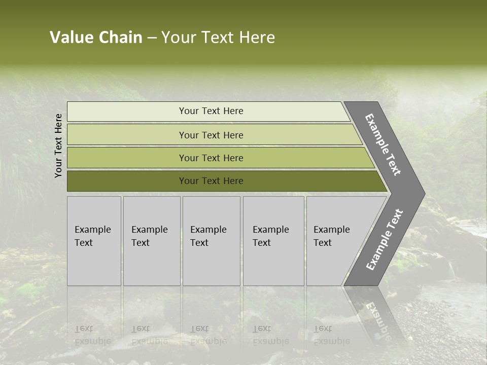 A Stream Of Water Surrounded By Trees And Rocks PowerPoint Template