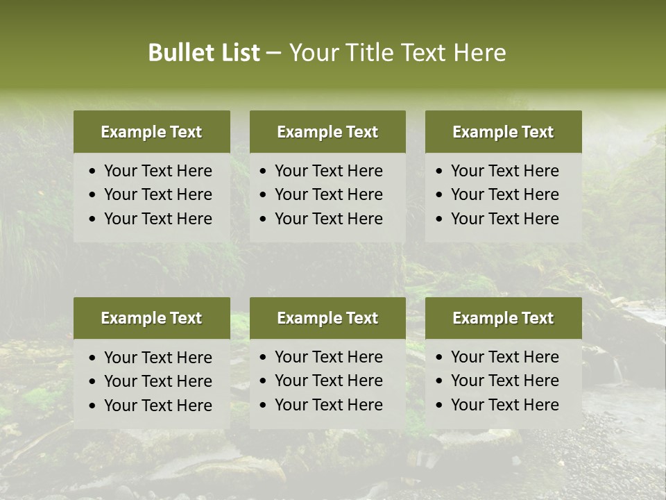 A Stream Of Water Surrounded By Trees And Rocks PowerPoint Template