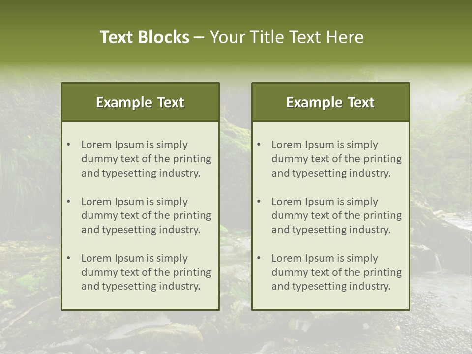 A Stream Of Water Surrounded By Trees And Rocks PowerPoint Template