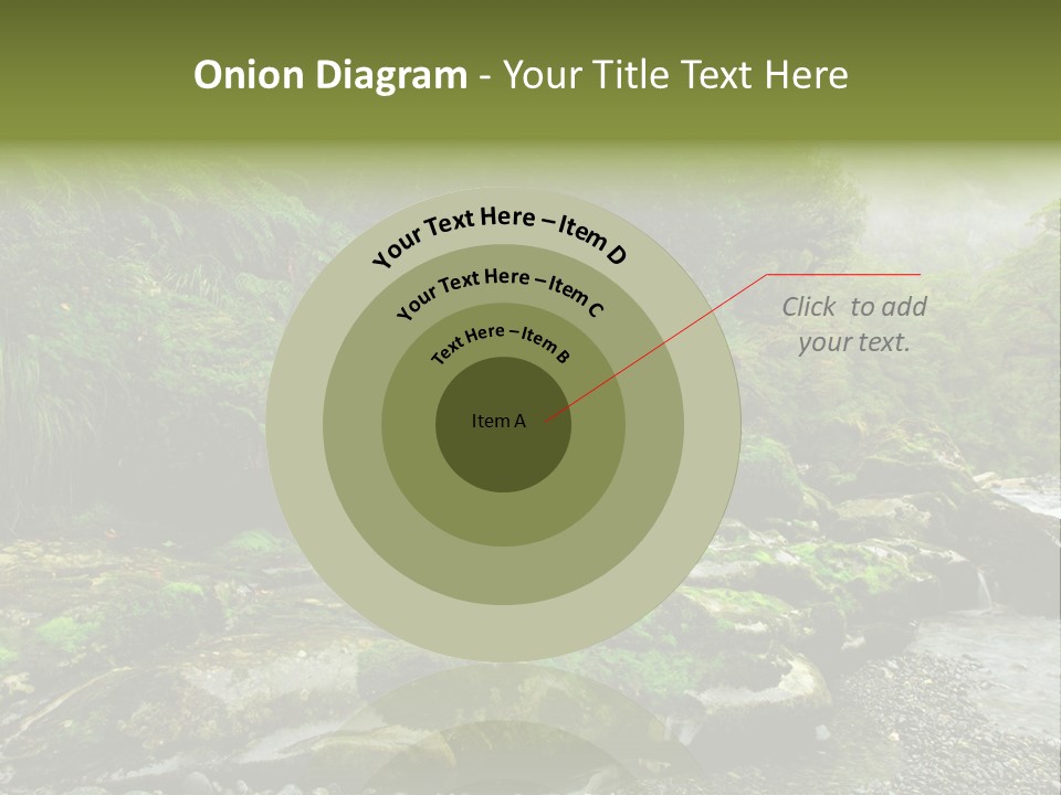 A Stream Of Water Surrounded By Trees And Rocks PowerPoint Template