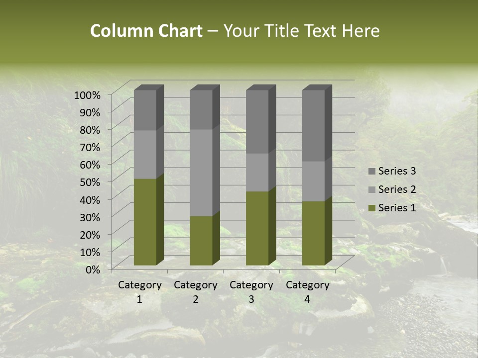 A Stream Of Water Surrounded By Trees And Rocks PowerPoint Template