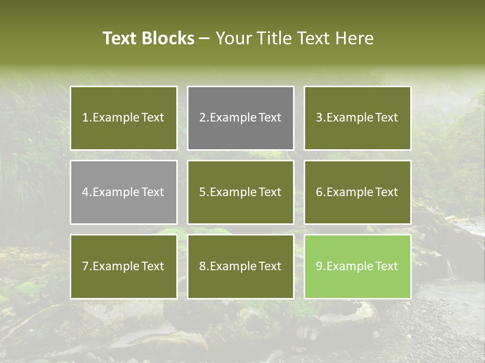 A Stream Of Water Surrounded By Trees And Rocks PowerPoint Template