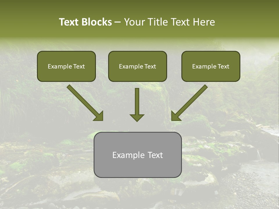 A Stream Of Water Surrounded By Trees And Rocks PowerPoint Template