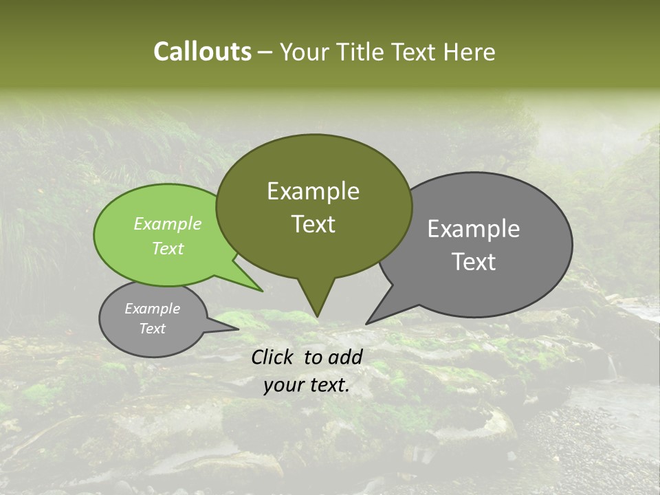 A Stream Of Water Surrounded By Trees And Rocks PowerPoint Template
