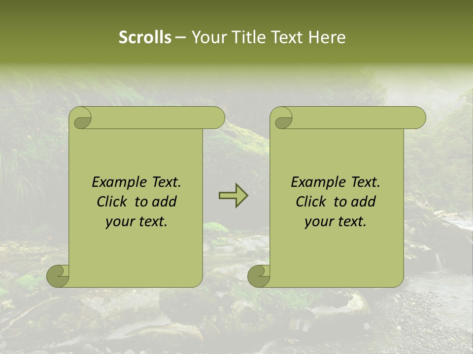 A Stream Of Water Surrounded By Trees And Rocks PowerPoint Template