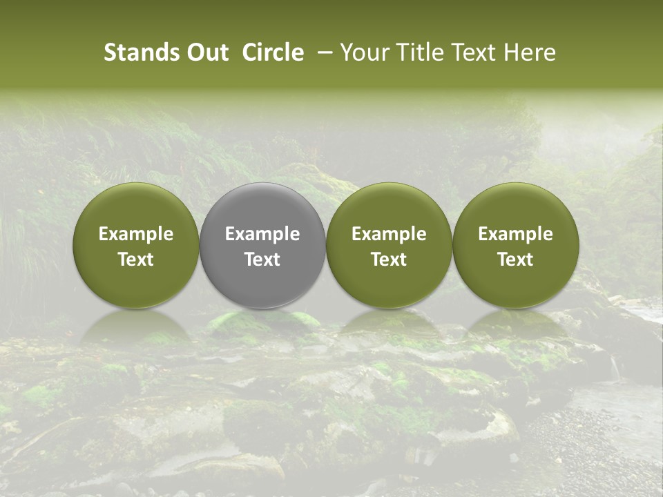 A Stream Of Water Surrounded By Trees And Rocks PowerPoint Template