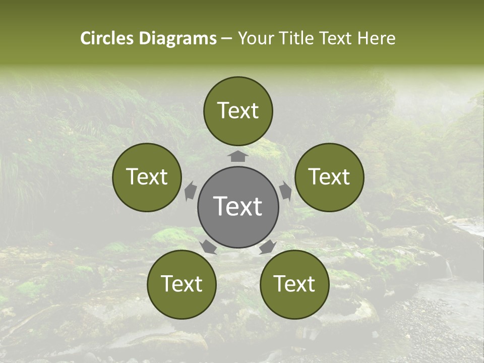 A Stream Of Water Surrounded By Trees And Rocks PowerPoint Template