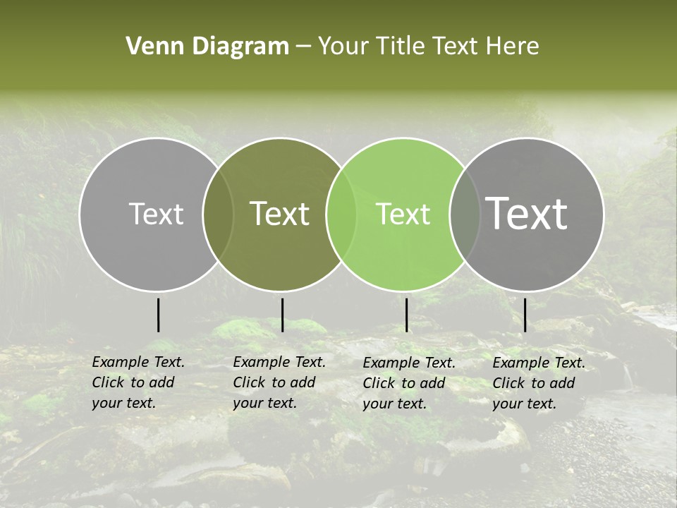 A Stream Of Water Surrounded By Trees And Rocks PowerPoint Template