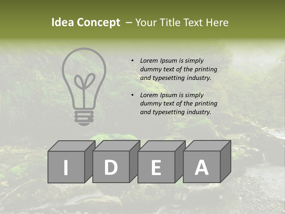 A Stream Of Water Surrounded By Trees And Rocks PowerPoint Template