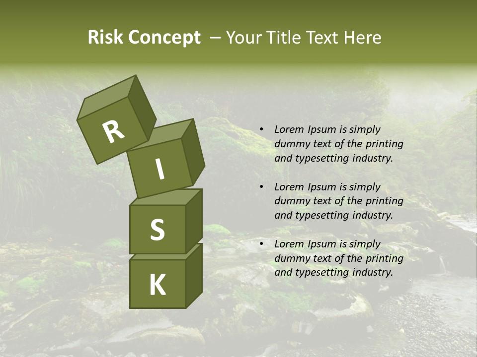 A Stream Of Water Surrounded By Trees And Rocks PowerPoint Template