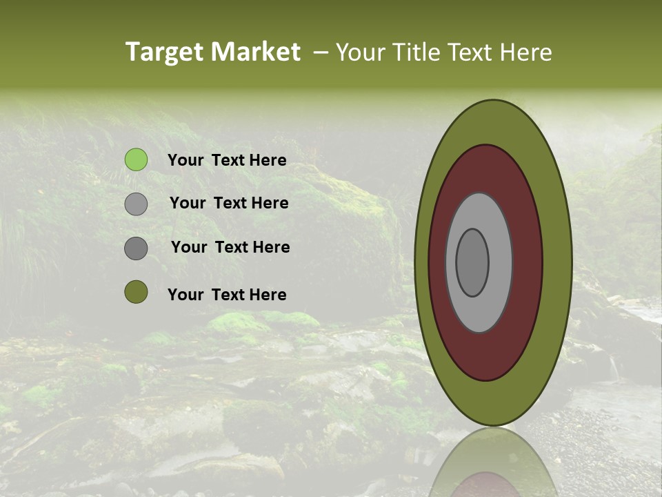 A Stream Of Water Surrounded By Trees And Rocks PowerPoint Template