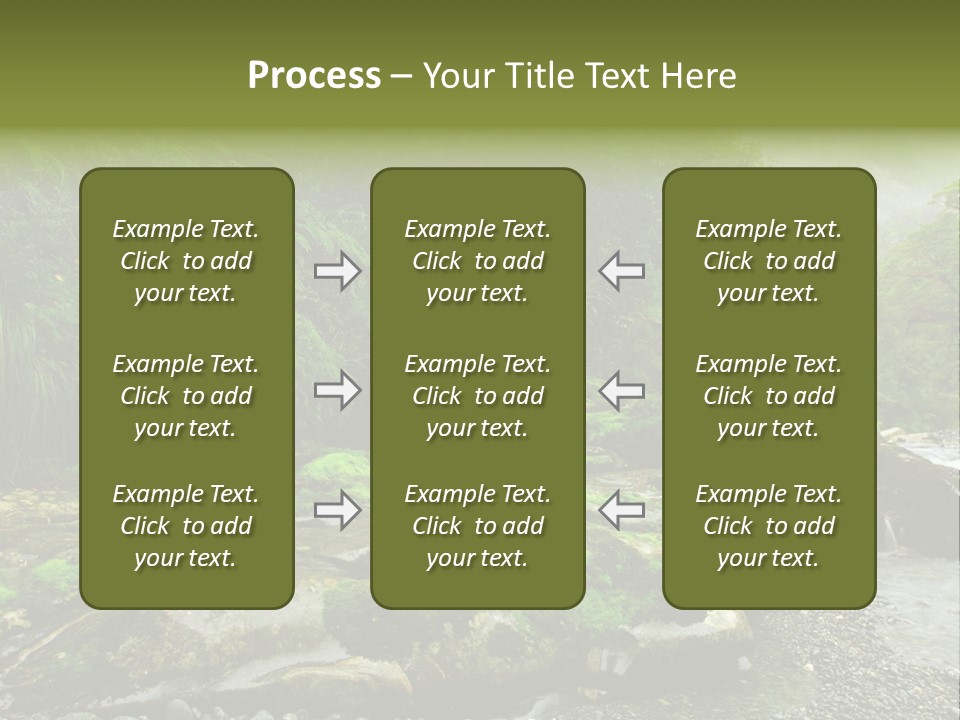 A Stream Of Water Surrounded By Trees And Rocks PowerPoint Template