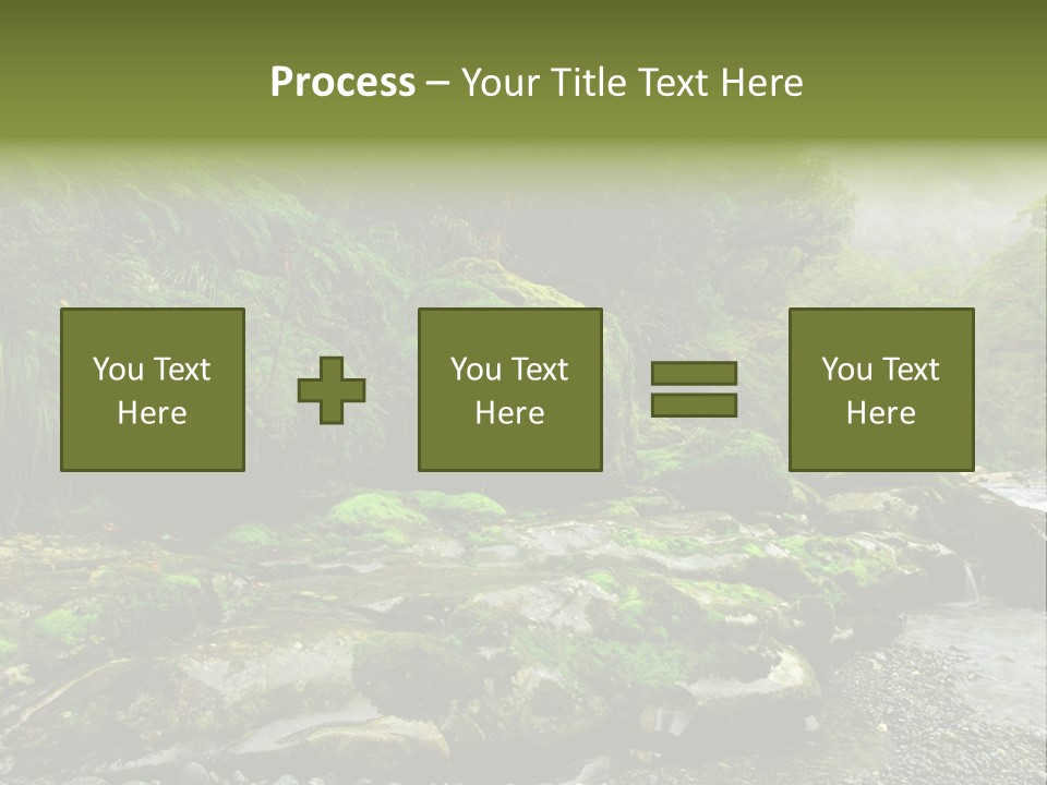 A Stream Of Water Surrounded By Trees And Rocks PowerPoint Template