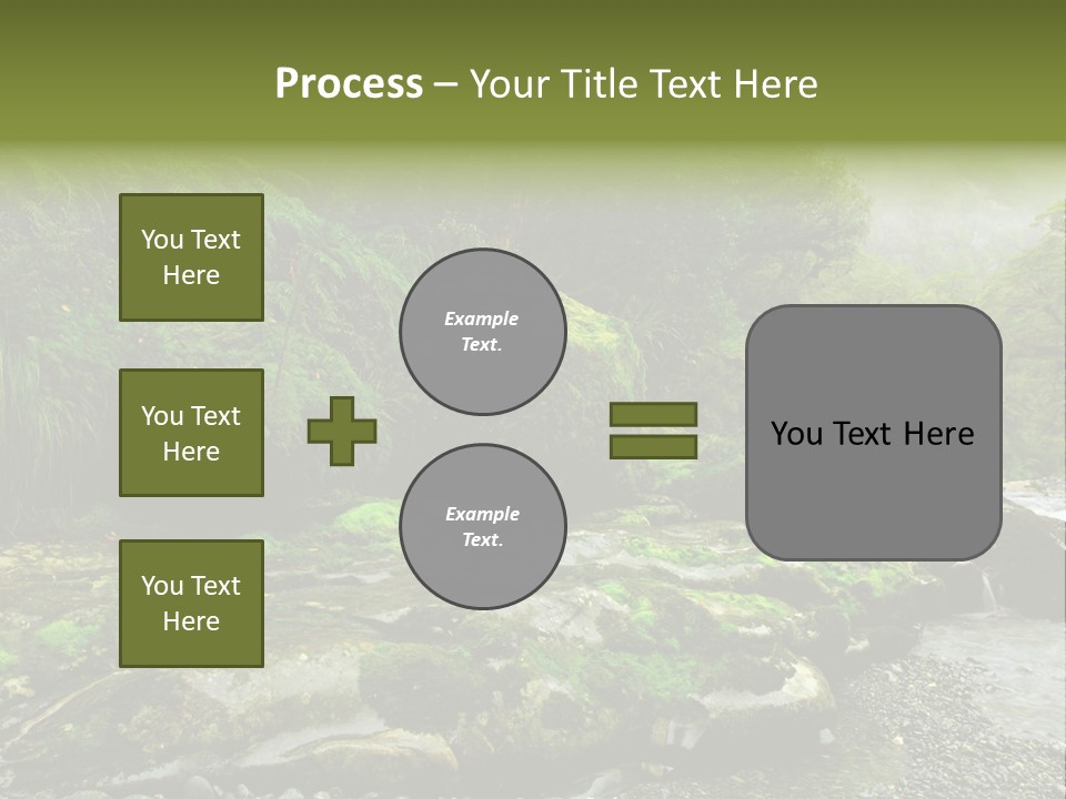 A Stream Of Water Surrounded By Trees And Rocks PowerPoint Template