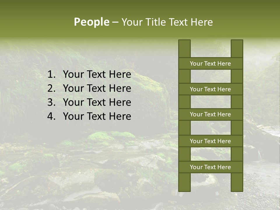 A Stream Of Water Surrounded By Trees And Rocks PowerPoint Template