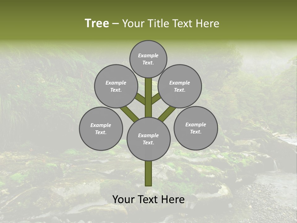 A Stream Of Water Surrounded By Trees And Rocks PowerPoint Template