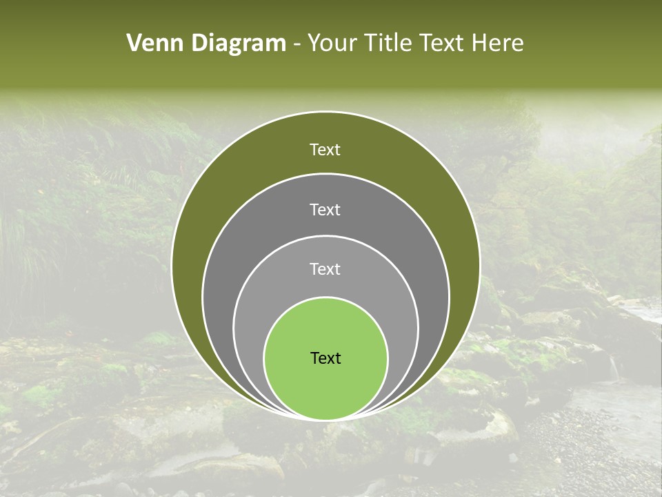 A Stream Of Water Surrounded By Trees And Rocks PowerPoint Template