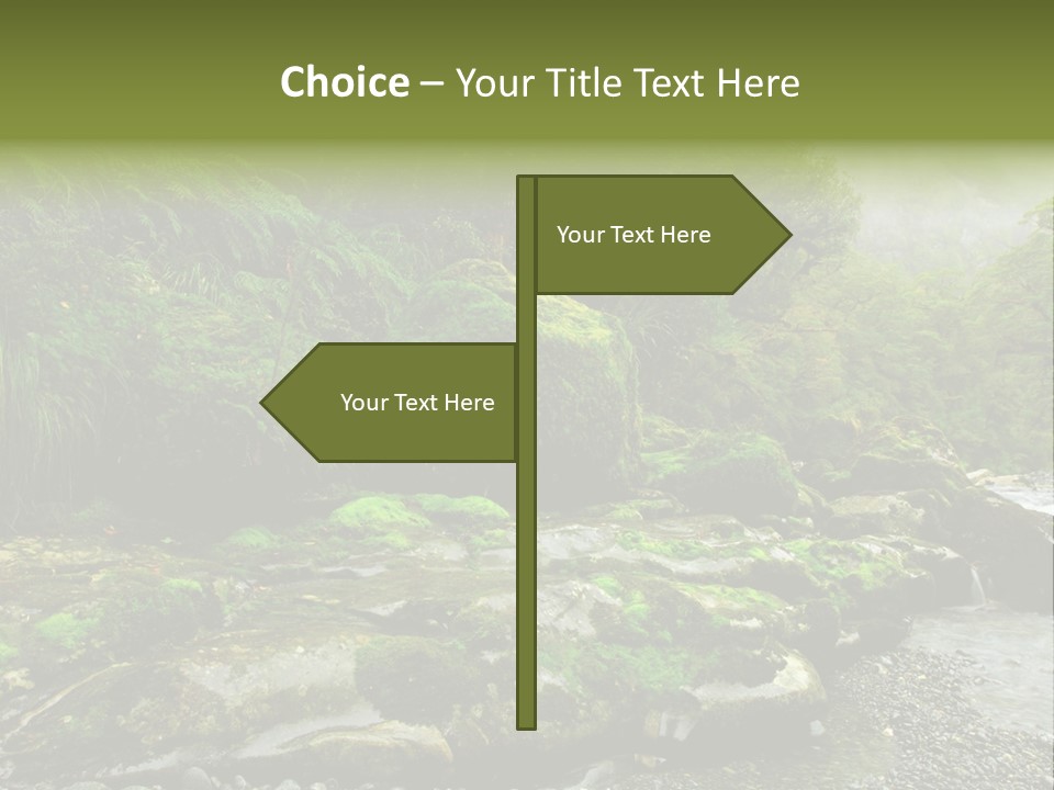 A Stream Of Water Surrounded By Trees And Rocks PowerPoint Template