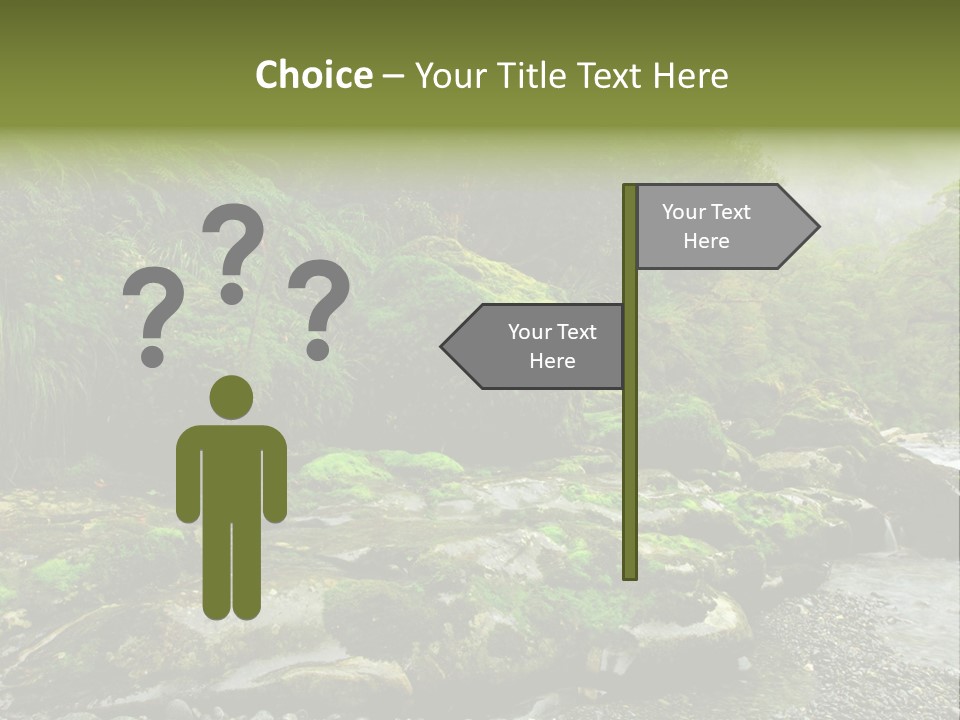 A Stream Of Water Surrounded By Trees And Rocks PowerPoint Template