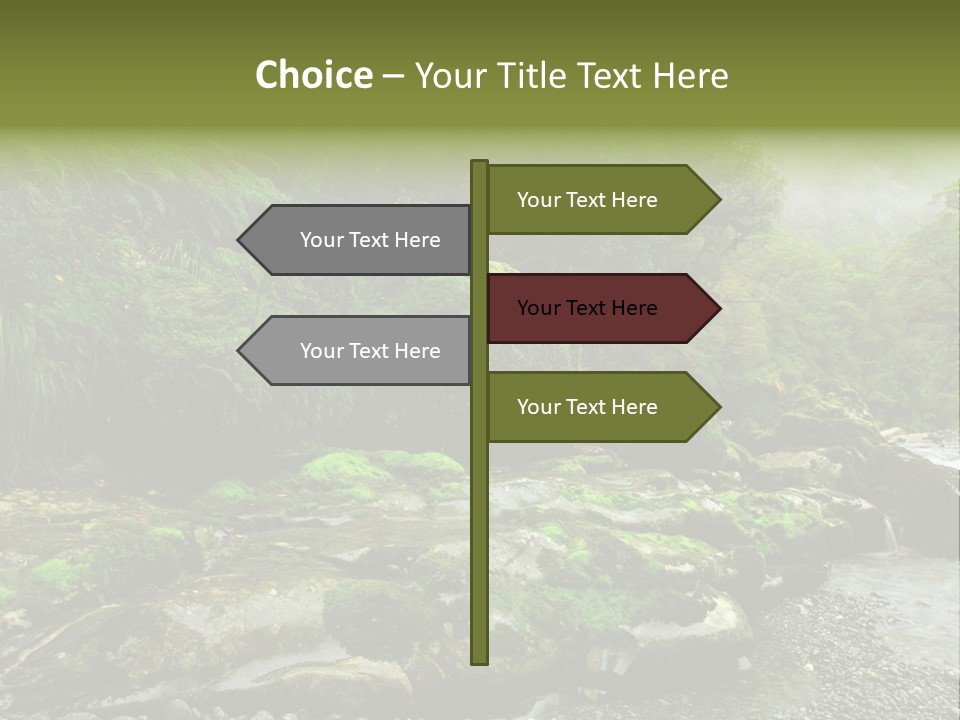 A Stream Of Water Surrounded By Trees And Rocks PowerPoint Template