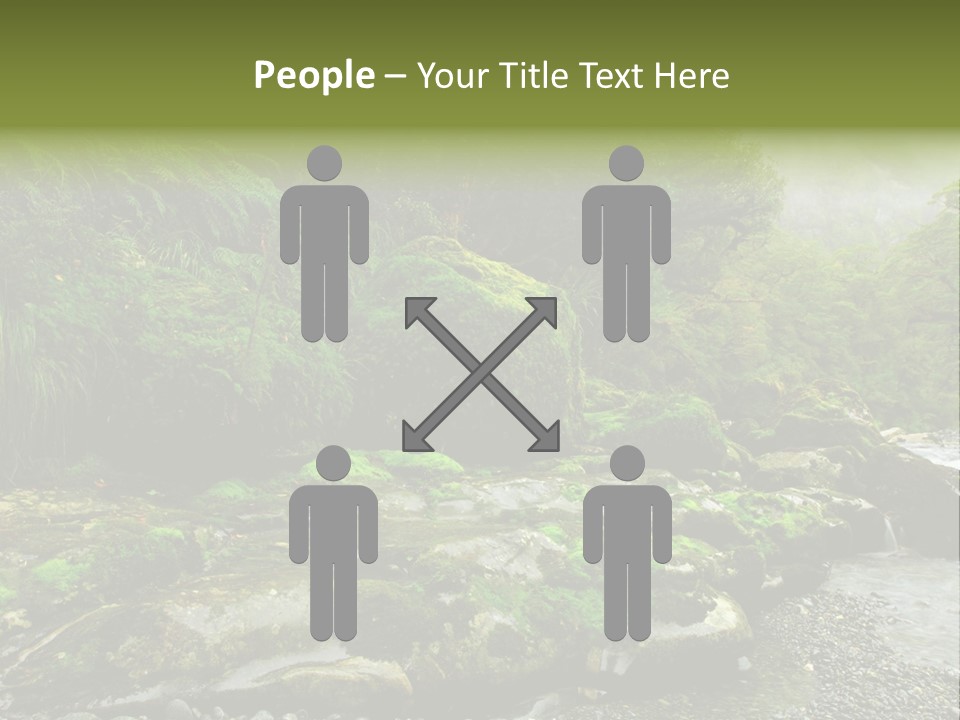 A Stream Of Water Surrounded By Trees And Rocks PowerPoint Template