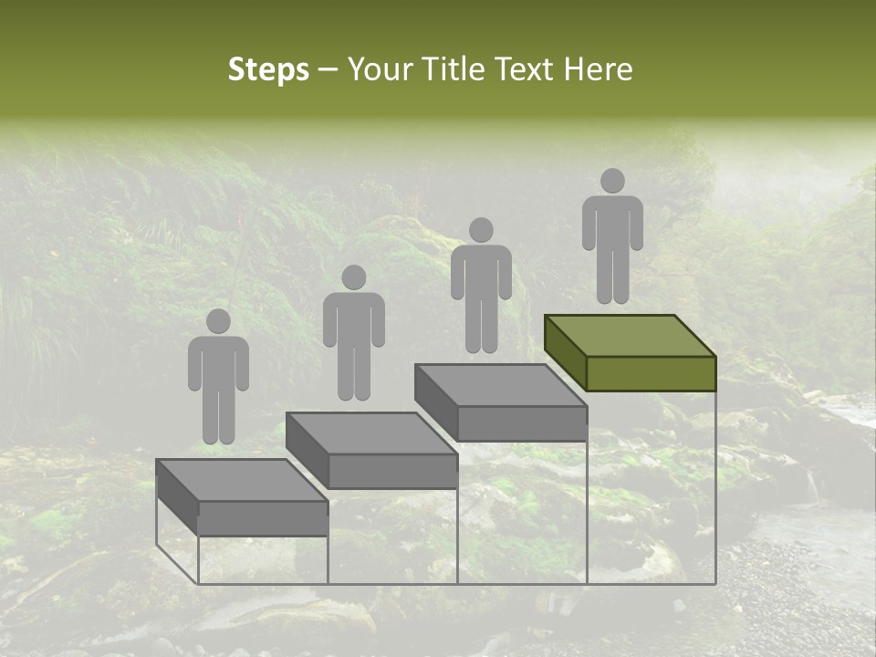 A Stream Of Water Surrounded By Trees And Rocks PowerPoint Template