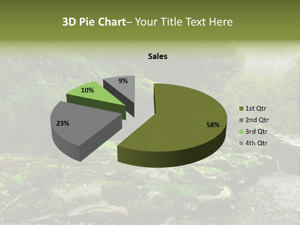 A Stream Of Water Surrounded By Trees And Rocks PowerPoint Template