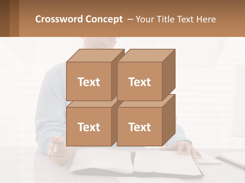 A Man Sitting At A Desk In Front Of A Computer PowerPoint Template