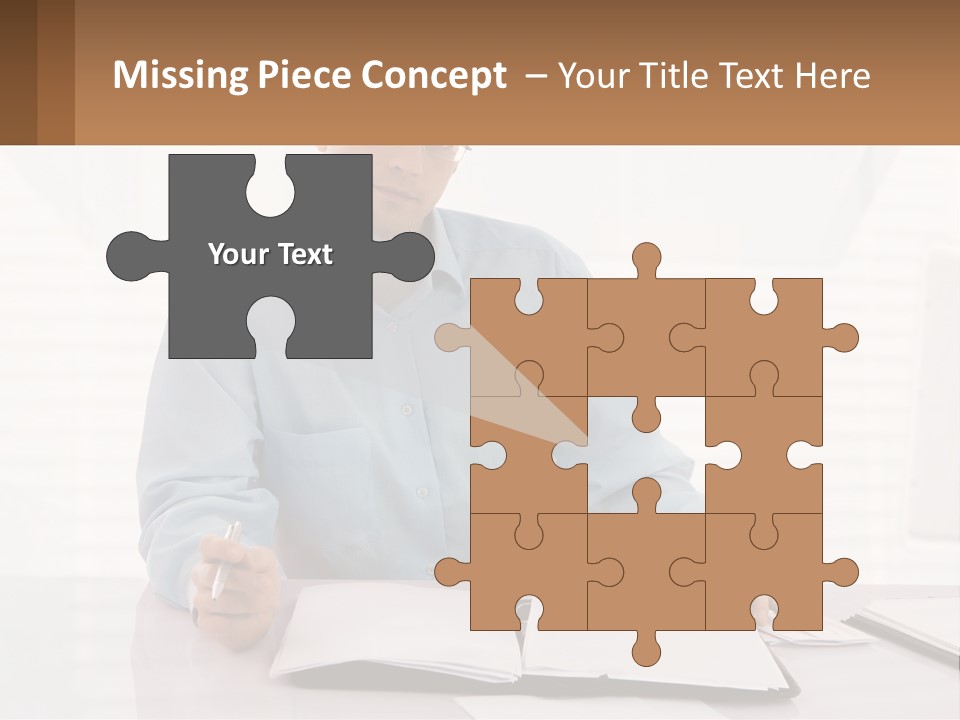 A Man Sitting At A Desk In Front Of A Computer PowerPoint Template