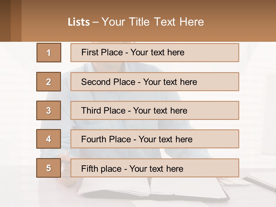 A Man Sitting At A Desk In Front Of A Computer PowerPoint Template