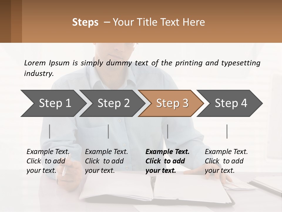 A Man Sitting At A Desk In Front Of A Computer PowerPoint Template