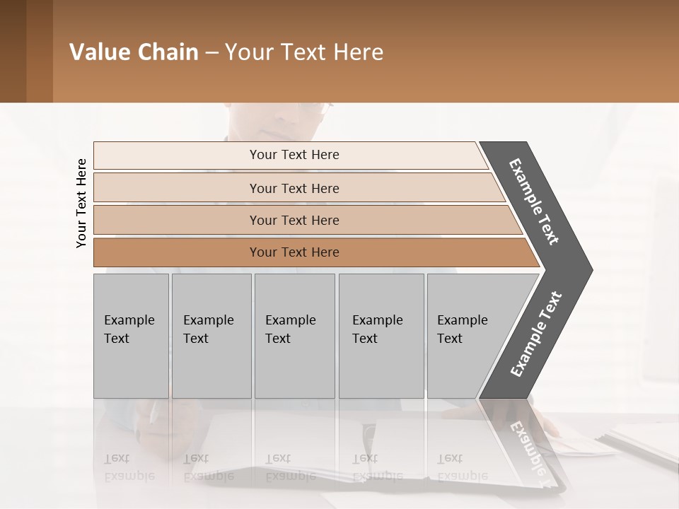 A Man Sitting At A Desk In Front Of A Computer PowerPoint Template