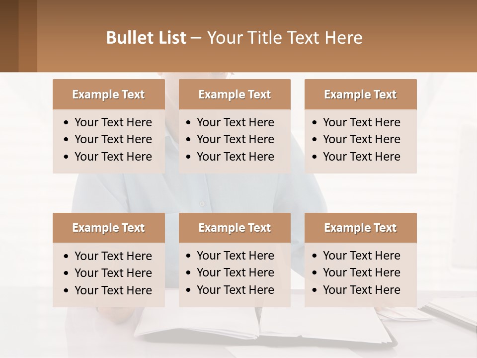 A Man Sitting At A Desk In Front Of A Computer PowerPoint Template