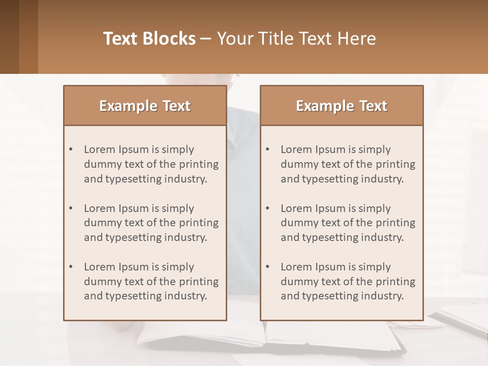 A Man Sitting At A Desk In Front Of A Computer PowerPoint Template
