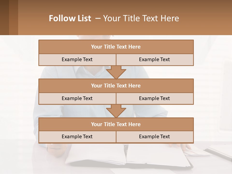 A Man Sitting At A Desk In Front Of A Computer PowerPoint Template