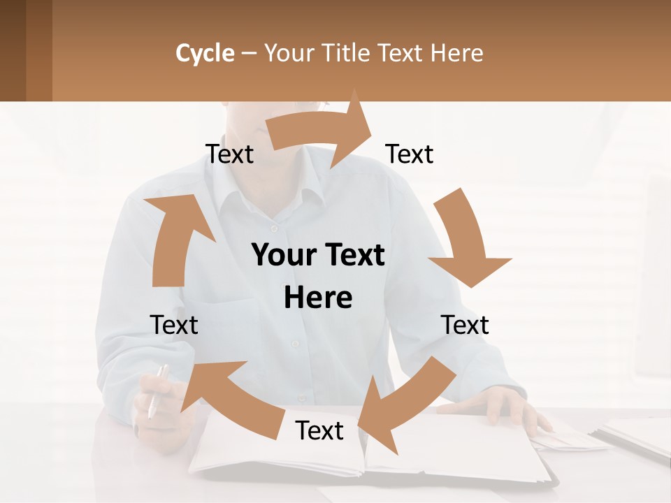 A Man Sitting At A Desk In Front Of A Computer PowerPoint Template