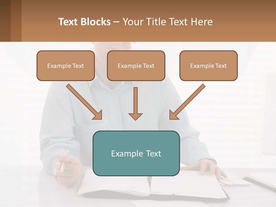 A Man Sitting At A Desk In Front Of A Computer PowerPoint Template