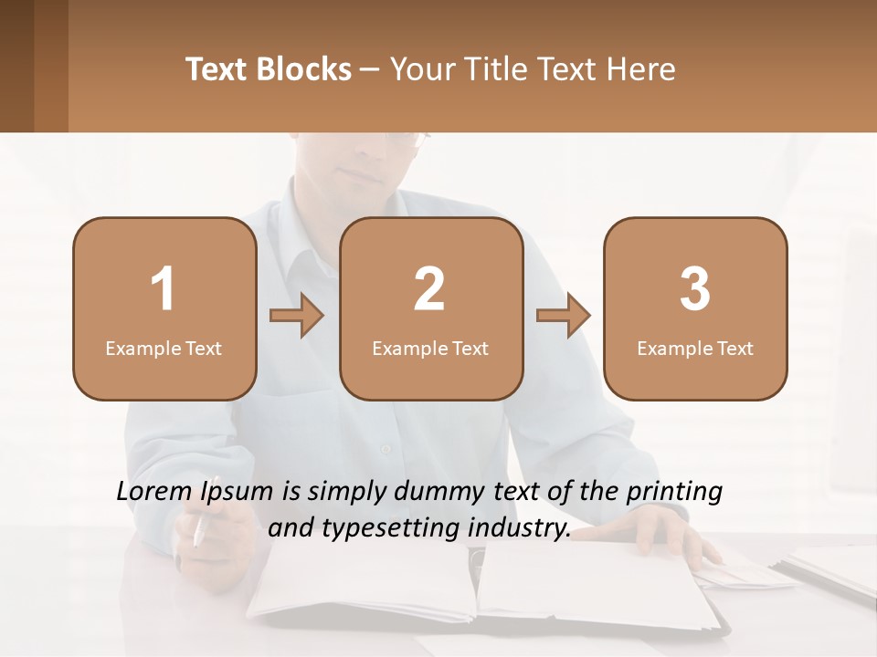 A Man Sitting At A Desk In Front Of A Computer PowerPoint Template