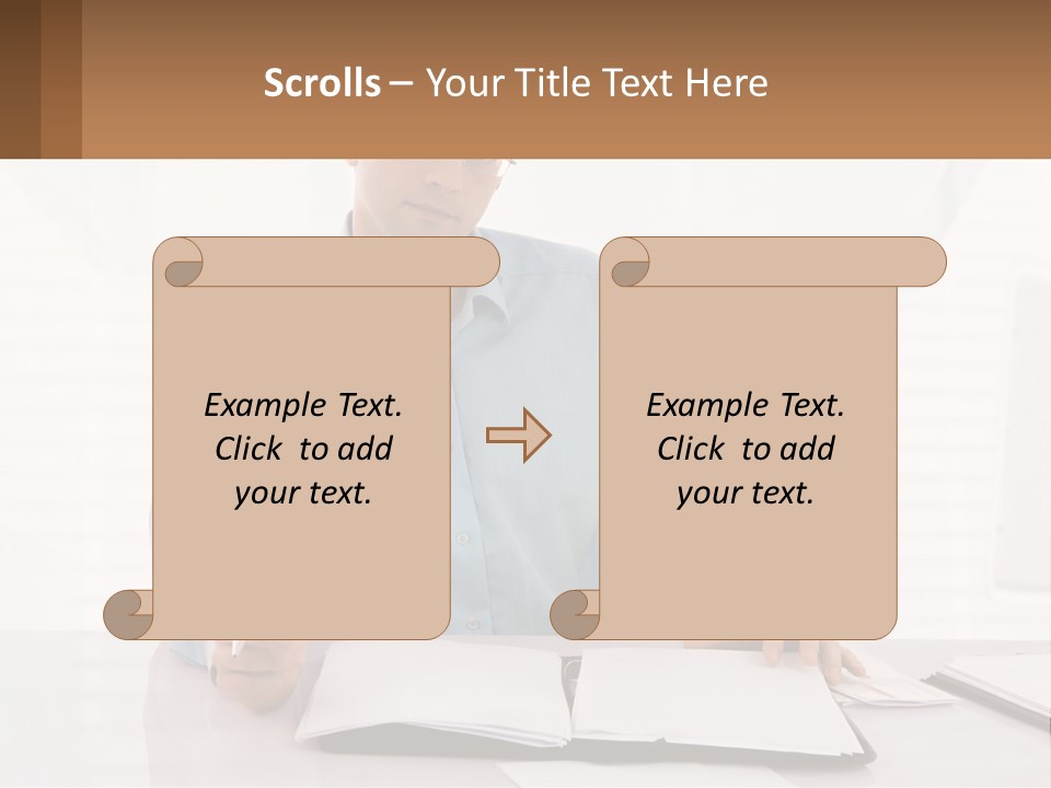 A Man Sitting At A Desk In Front Of A Computer PowerPoint Template