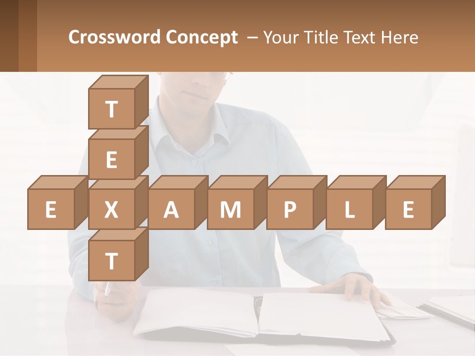 A Man Sitting At A Desk In Front Of A Computer PowerPoint Template