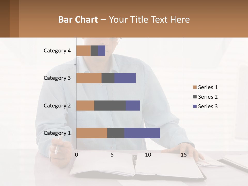 A Man Sitting At A Desk In Front Of A Computer PowerPoint Template