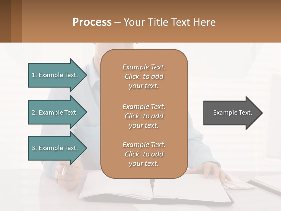 A Man Sitting At A Desk In Front Of A Computer PowerPoint Template