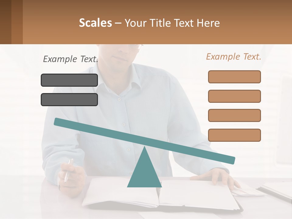 A Man Sitting At A Desk In Front Of A Computer PowerPoint Template