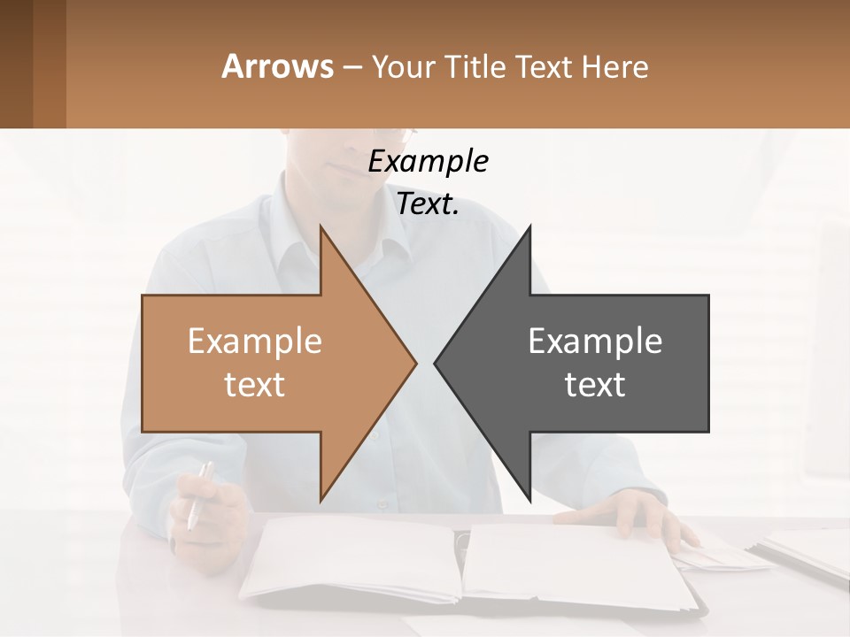 A Man Sitting At A Desk In Front Of A Computer PowerPoint Template