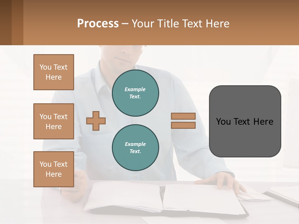 A Man Sitting At A Desk In Front Of A Computer PowerPoint Template