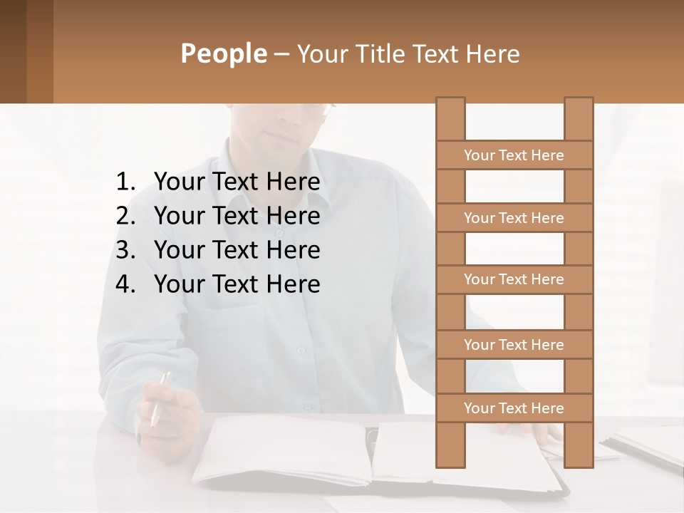A Man Sitting At A Desk In Front Of A Computer PowerPoint Template